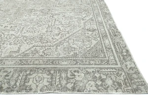 Antique Muted Beige Floral 8X11 Distressed Vintage Oriental Rug