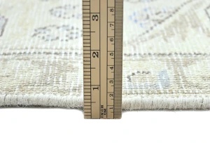 Antique Muted Beige Floral 9X12'6 Distressed Vintage Oriental Rug