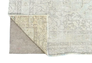 Antique Muted Beige Floral 10X15 Distressed Vintage Oriental Rug