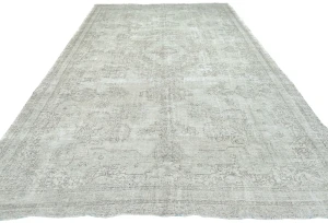 Antique Muted Beige Floral 10X15 Distressed Vintage Oriental Rug