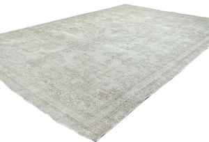Antique Muted Beige Floral 10X15 Distressed Vintage Oriental Rug