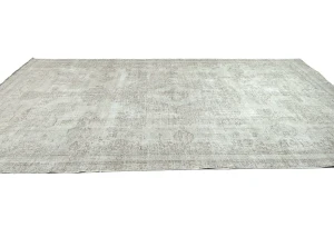 Antique Muted Beige Floral 10X15 Distressed Vintage Oriental Rug