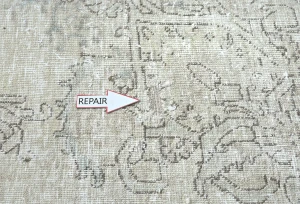 Antique Muted Beige Floral 10X15 Distressed Vintage Oriental Rug