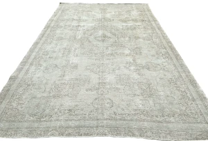 Antique Muted Beige Floral 10X15 Distressed Vintage Oriental Rug