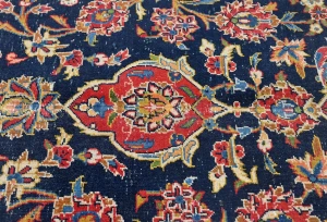 Semi Antique Dark Purple-navy Traditional 9X12 Kashan Persian Oriental Rug