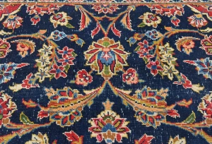 Semi Antique Dark Purple-navy Traditional 9X12 Kashan Persian Oriental Rug