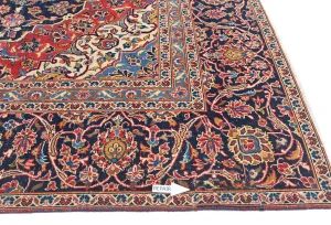 Semi Antique Dark Purple-navy Traditional 9X12 Kashan Persian Oriental Rug