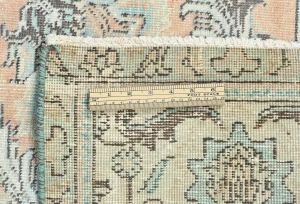 Semi Antique Muted Light Peach Floral 8X11 Distressed Vintage Oriental Rug