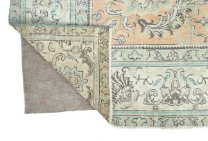 Semi Antique Muted Light Peach Floral 8X11 Distressed Vintage Oriental Rug