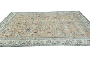Semi Antique Muted Light Peach Floral 8X11 Distressed Vintage Oriental Rug