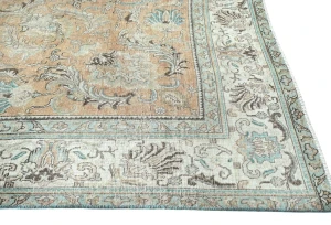 Semi Antique Muted Light Peach Floral 8X11 Distressed Vintage Oriental Rug