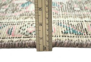 Antique Muted Beige Floral 8X11 Distressed Vintage Oriental Rug