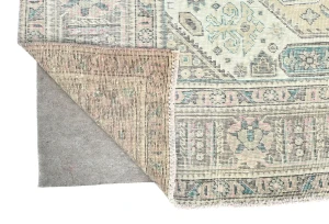 Antique Muted Beige Floral 8X11 Distressed Vintage Oriental Rug
