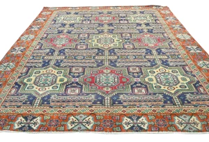 Semi Antique Dark Purple-navy Geometric 9X12 Traditional Oriental Rug