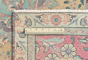 Semi Antique Muted Plum Floral 10X13 Distressed Vintage Oriental Rug