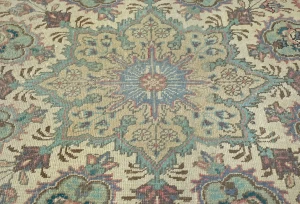 Semi Antique Muted Plum Floral 10X13 Distressed Vintage Oriental Rug