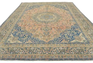 Semi Antique Muted Light Salmon Floral 9X12 Distressed Vintage Oriental Rug
