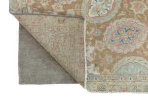 Semi Antique Muted Khaki Floral 7X10 Distressed Vintage Oriental Rug