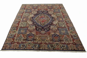 Semi Antique Navy Blue Pictorial 9'8X12'5 Kashmar Persian Rug