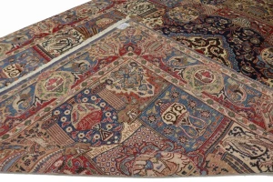 Semi Antique Navy Blue Pictorial 9'8X12'5 Kashmar Persian Rug