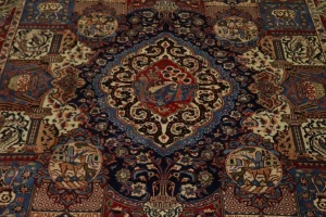 Semi Antique Navy Blue Pictorial 9'8X12'5 Kashmar Persian Rug