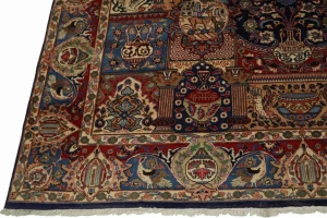 Semi Antique Navy Blue Pictorial 9'8X12'5 Kashmar Persian Rug