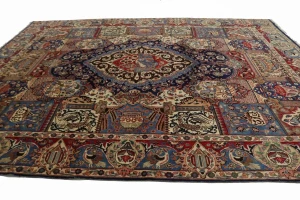 Semi Antique Navy Blue Pictorial 9'8X12'5 Kashmar Persian Rug