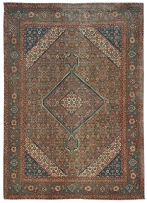 Semi Antique Brown Geometric 6X9 Vintage Oriental Rug