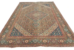 Semi Antique Brown Geometric 6X9 Vintage Oriental Rug