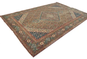 Semi Antique Brown Geometric 6X9 Vintage Oriental Rug