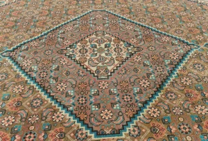 Semi Antique Brown Geometric 6X9 Vintage Oriental Rug