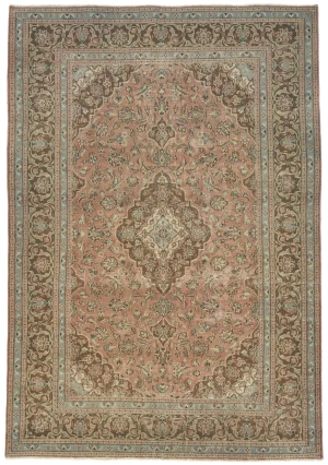 Semi Antique Muted Salmon Floral 6X9 Distressed Vintage Oriental Rug
