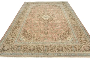 Semi Antique Muted Salmon Floral 6X9 Distressed Vintage Oriental Rug