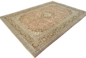Semi Antique Muted Salmon Floral 6X9 Distressed Vintage Oriental Rug