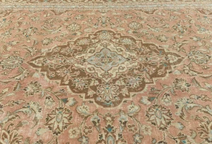 Semi Antique Muted Salmon Floral 6X9 Distressed Vintage Oriental Rug