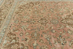 Semi Antique Muted Salmon Floral 6X9 Distressed Vintage Oriental Rug
