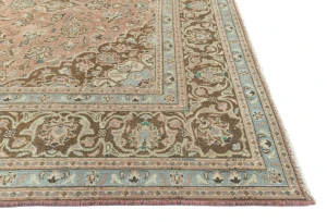Semi Antique Muted Salmon Floral 6X9 Distressed Vintage Oriental Rug