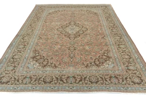 Semi Antique Muted Salmon Floral 6X9 Distressed Vintage Oriental Rug