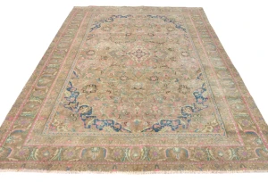 Semi Antique Muted Brown Floral 6X9 Distressed Vintage Oriental Rug