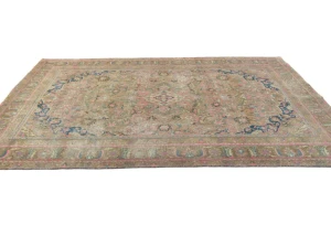 Semi Antique Muted Brown Floral 6X9 Distressed Vintage Oriental Rug
