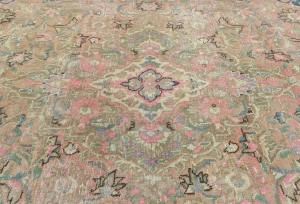 Semi Antique Muted Brown Floral 6X9 Distressed Vintage Oriental Rug