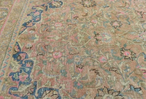 Semi Antique Muted Brown Floral 6X9 Distressed Vintage Oriental Rug