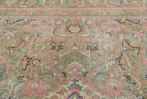 Semi Antique Muted Brown Floral 6X9 Distressed Vintage Oriental Rug