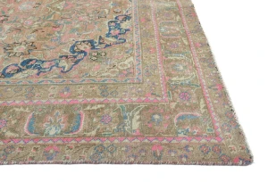 Semi Antique Muted Brown Floral 6X9 Distressed Vintage Oriental Rug