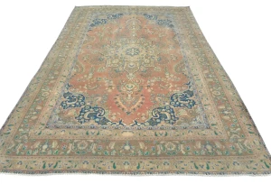 Semi Antique Muted Salmon Floral 6X9 Distressed Vintage Oriental Rug