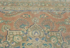 Semi Antique Muted Salmon Floral 6X9 Distressed Vintage Oriental Rug