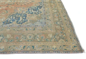 Semi Antique Muted Salmon Floral 6X9 Distressed Vintage Oriental Rug