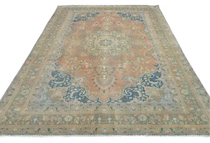 Semi Antique Muted Salmon Floral 6X9 Distressed Vintage Oriental Rug