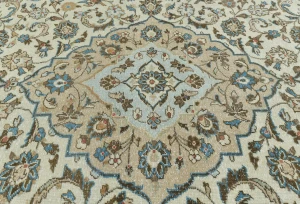 Semi Antique Muted Cream Floral 6X9 Distressed Vintage Oriental Rug