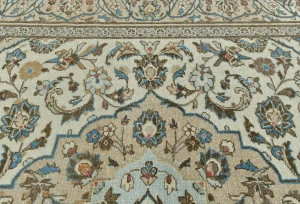 Semi Antique Muted Cream Floral 6X9 Distressed Vintage Oriental Rug